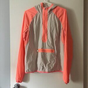 LULULEMON Pop Orange + Beige Zip Neck Hooded Jacket 10